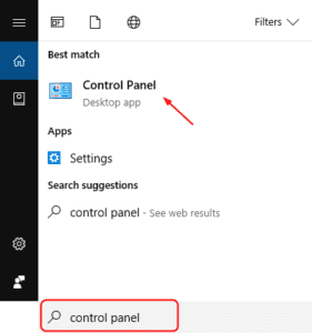 Select Control Panel from the Start menu